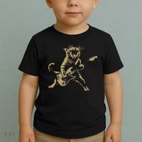 Rock And Roll Guitar Cat Funny Rockstar Cat Playing Guitar Toddler T-Shirt thumb 2