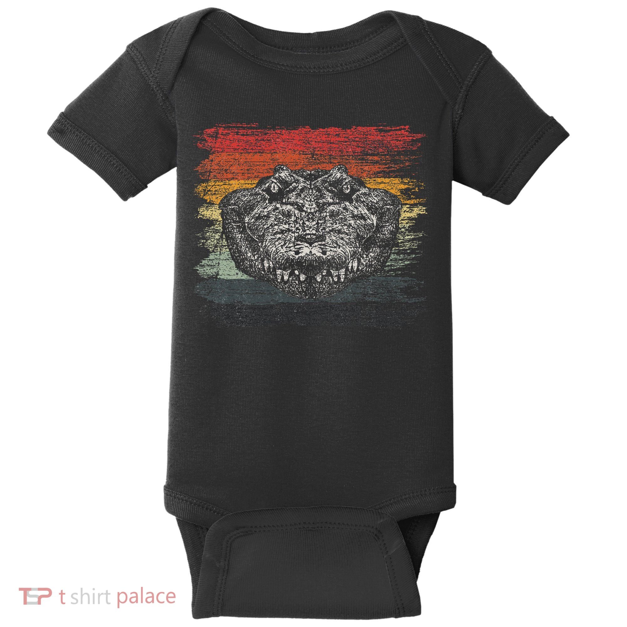 Retro Alligator Reptile Gift Gator Crocodile Baby Bodysuit