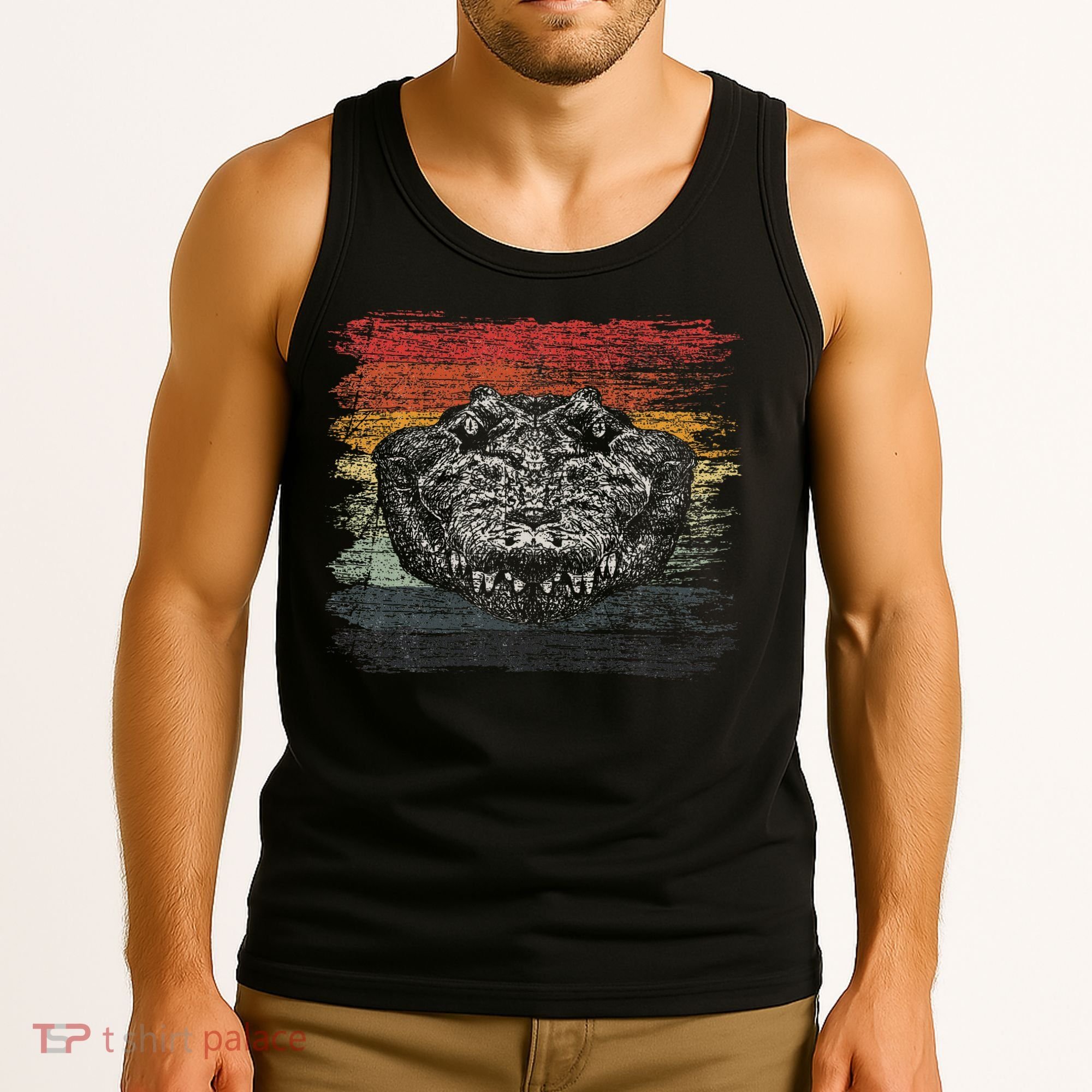 Retro Alligator Reptile Gift Gator Crocodile Tank Top