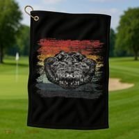 Retro Alligator Reptile Gift Gator Crocodile Golf Towel thumb 1
