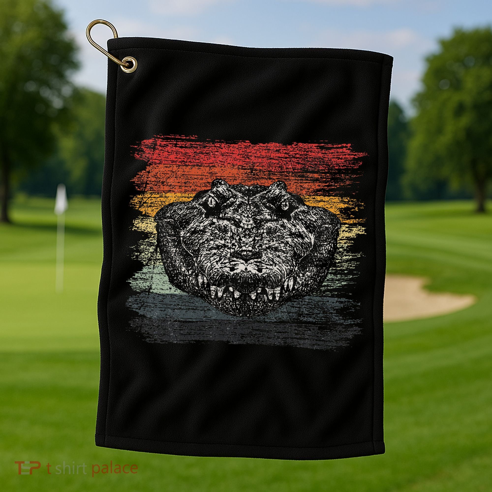 Retro Alligator Reptile Gift Gator Crocodile Golf Towel