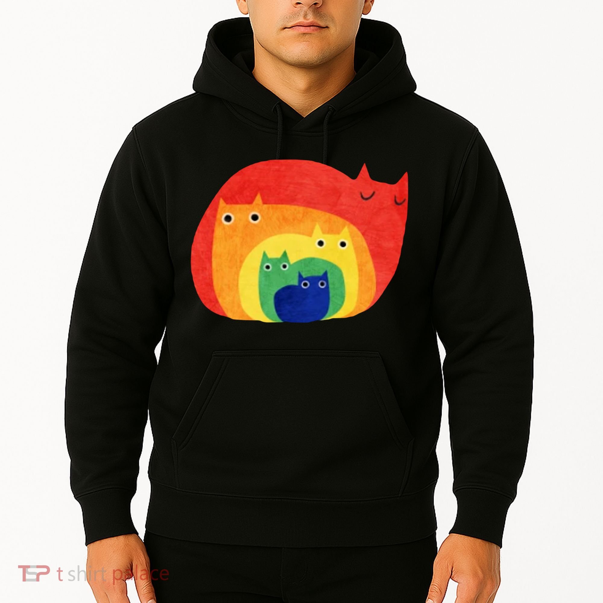 Rainbow Art Retro Cats Hoodie