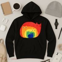 Rainbow Art Retro Cats Hoodie thumb 3