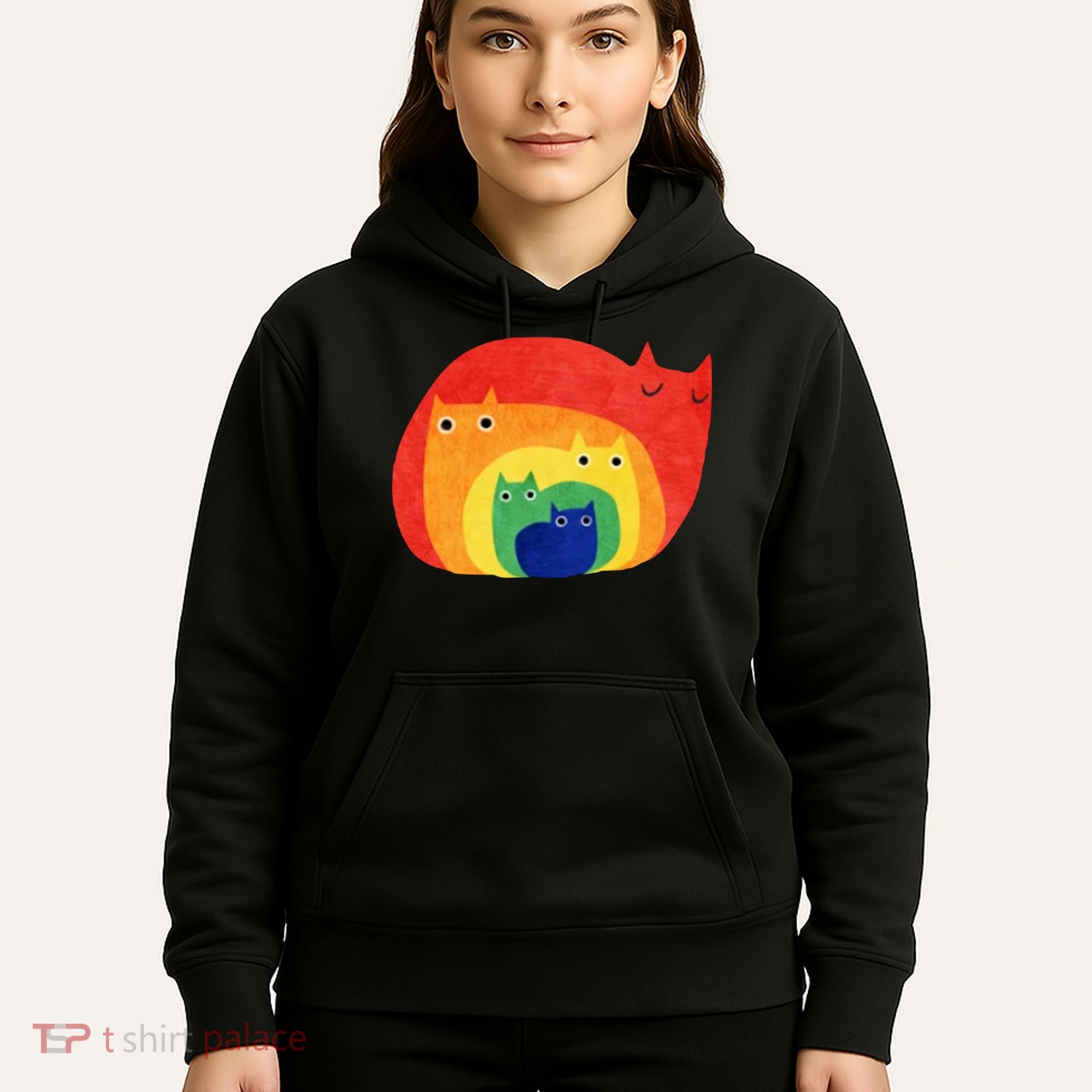 Rainbow Art Retro Cats Hoodie