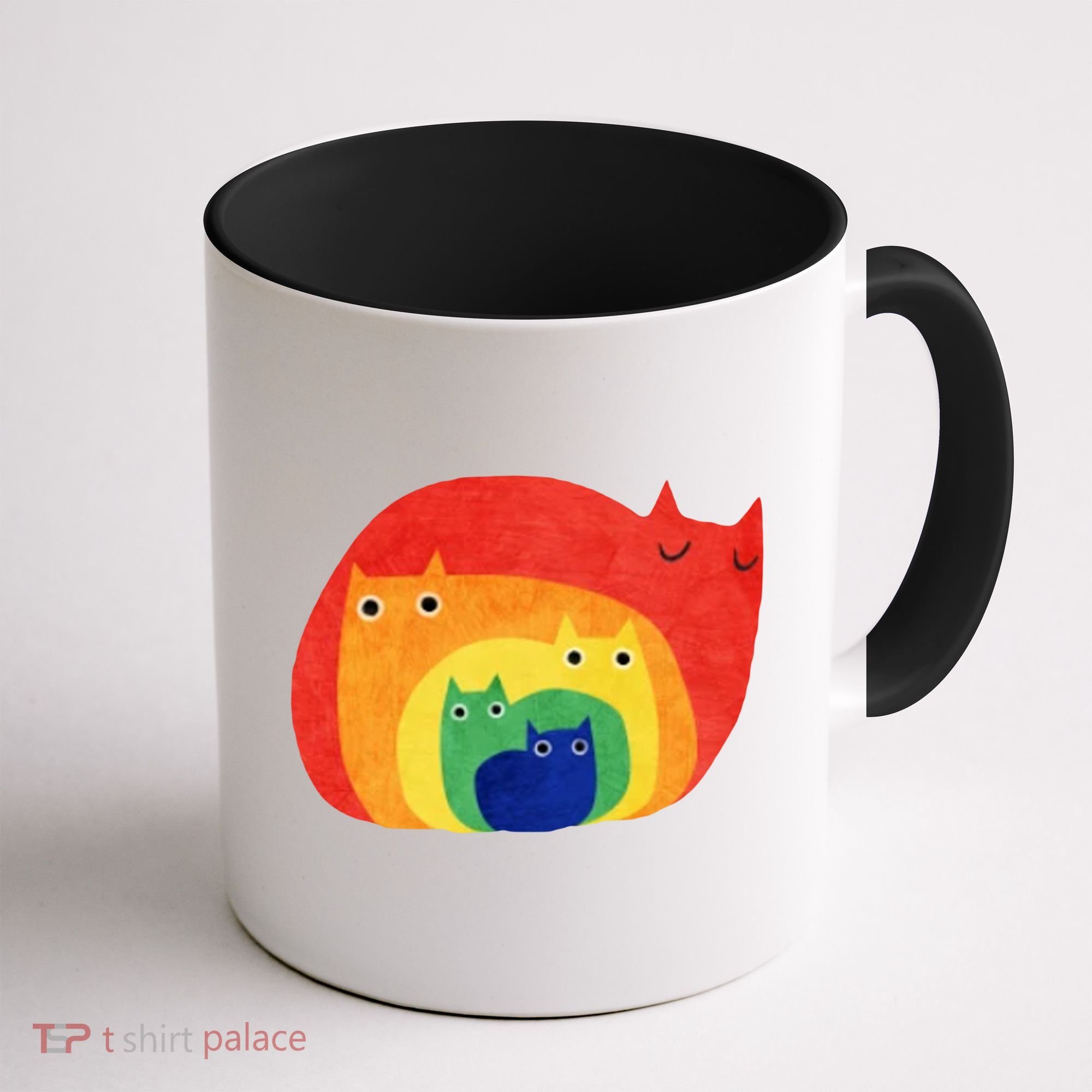 Rainbow Art Retro Cats Coffee Mug