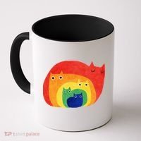 Rainbow Art Retro Cats Coffee Mug thumb 0