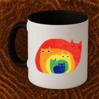 Rainbow Art Retro Cats Coffee Mug thumb 2