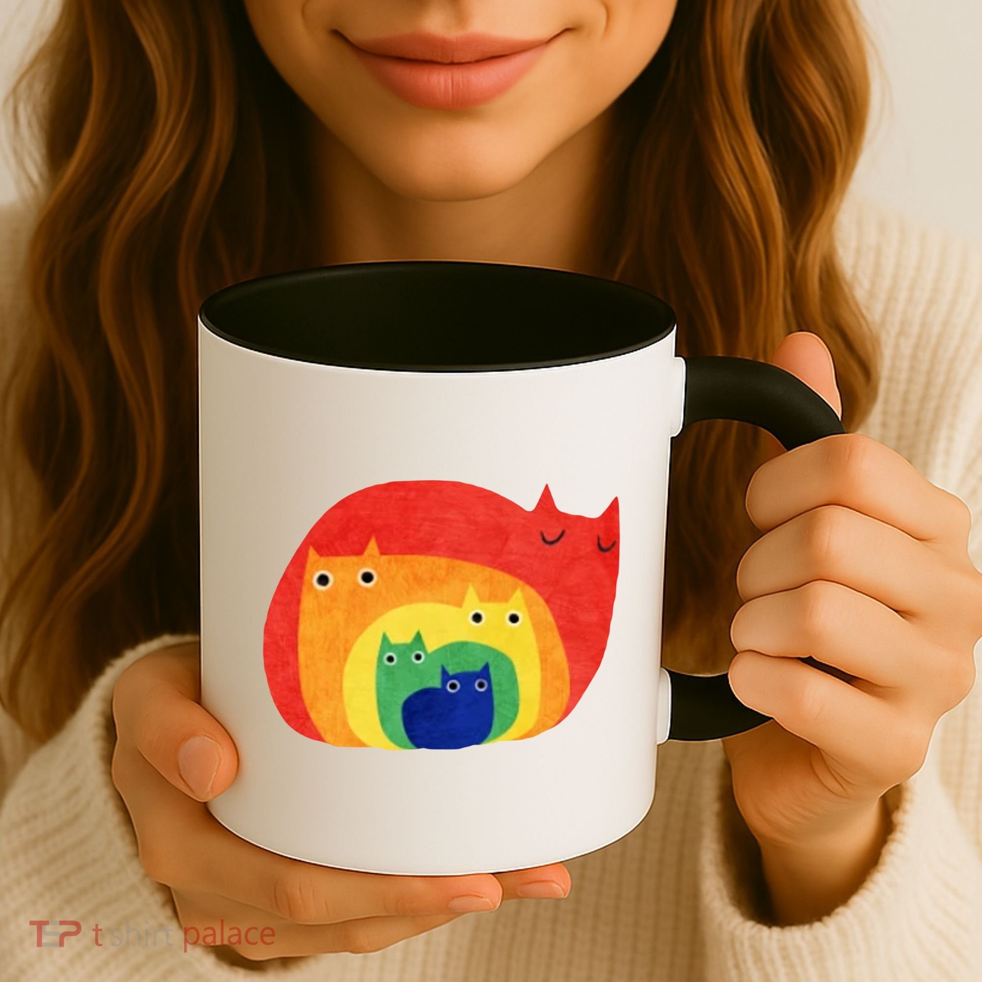 Rainbow Art Retro Cats Coffee Mug