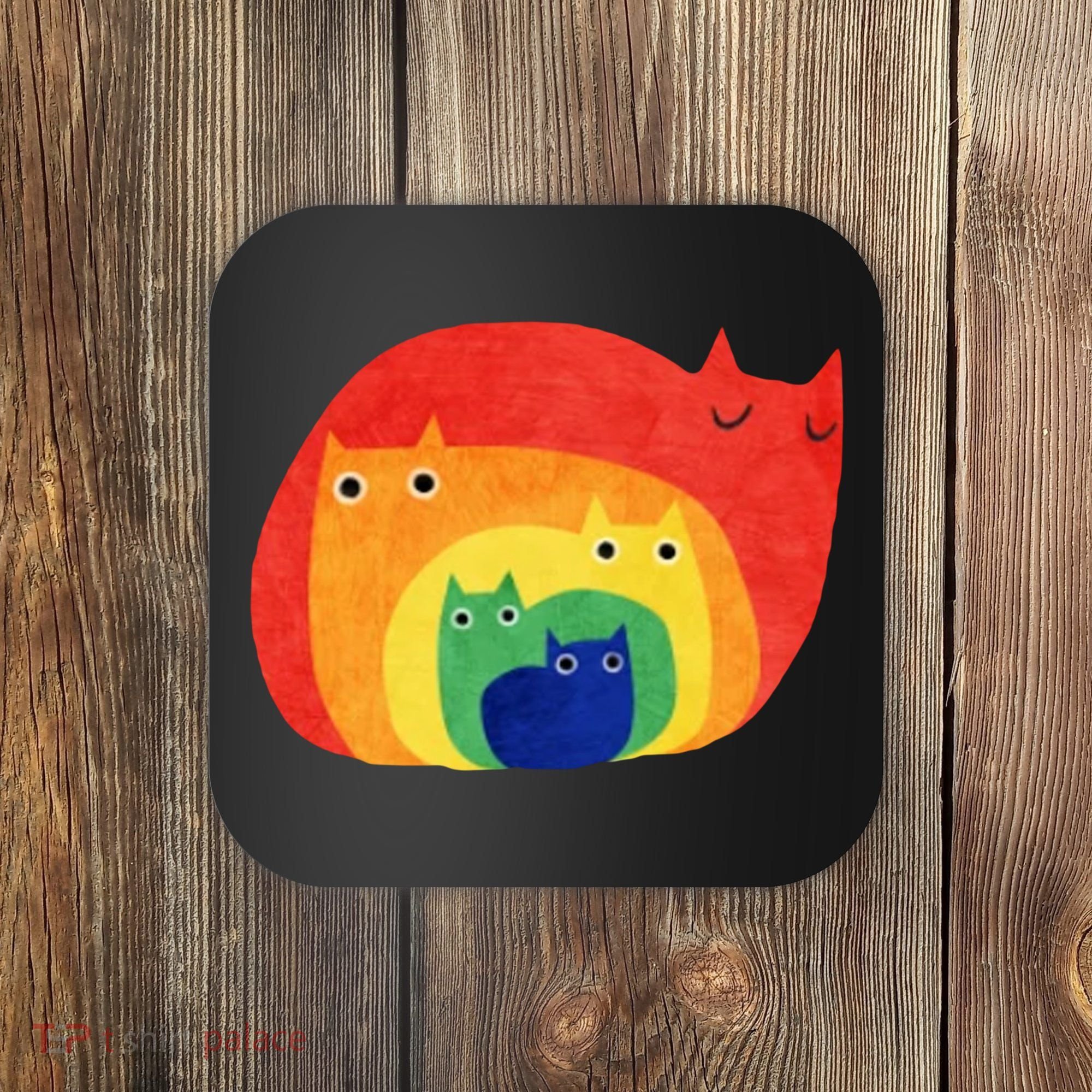 Rainbow Art Retro Cats Coaster