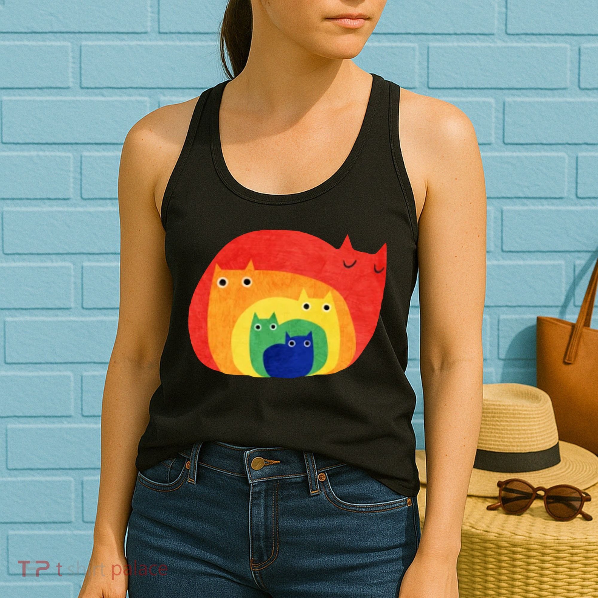 Rainbow Art Retro Cats Women's Tank Top