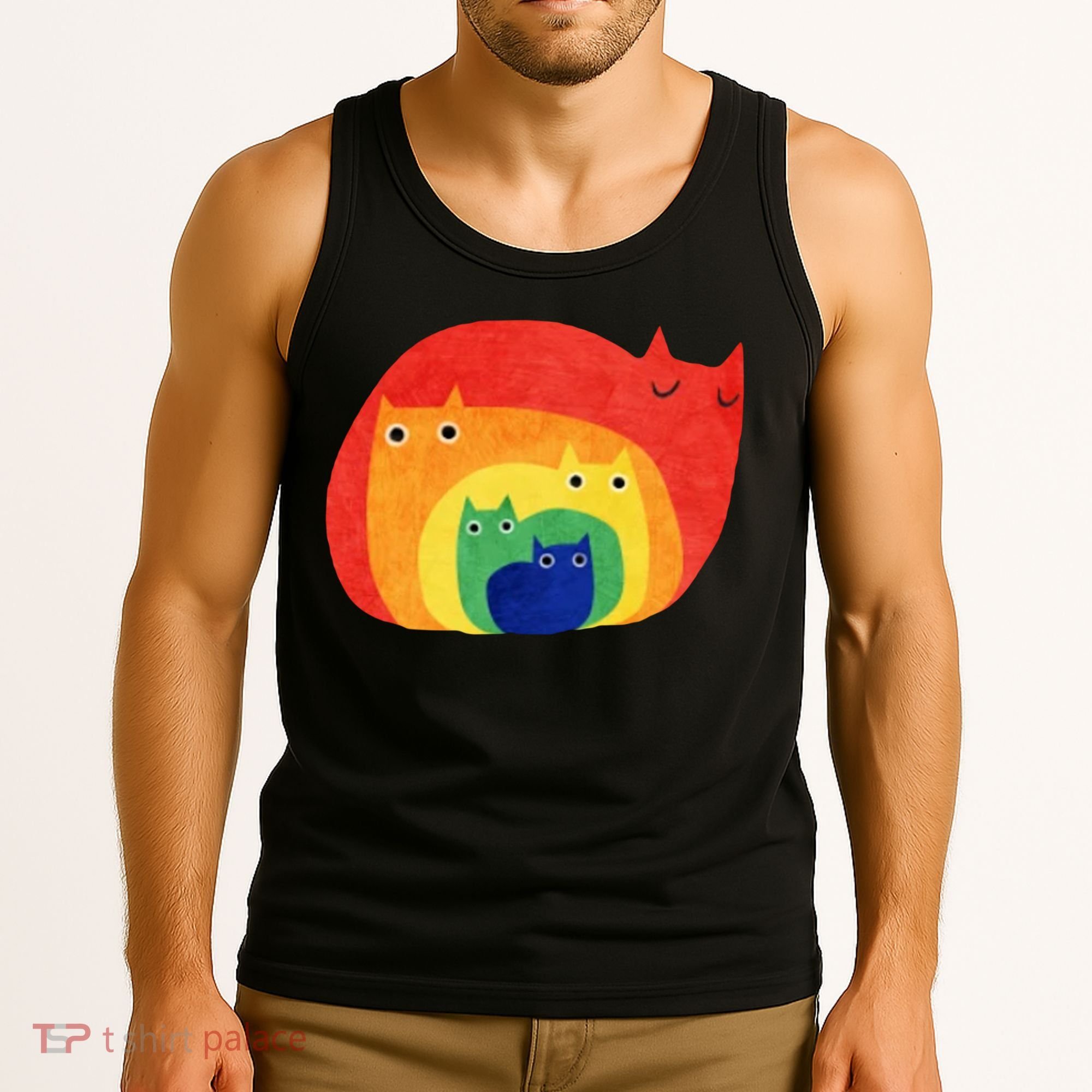 Rainbow Art Retro Cats Tank Top