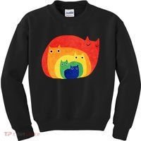 Rainbow Art Retro Cats Kids Sweatshirt thumb 0