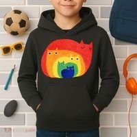 Rainbow Art Retro Cats Kids Hoodie thumb 2