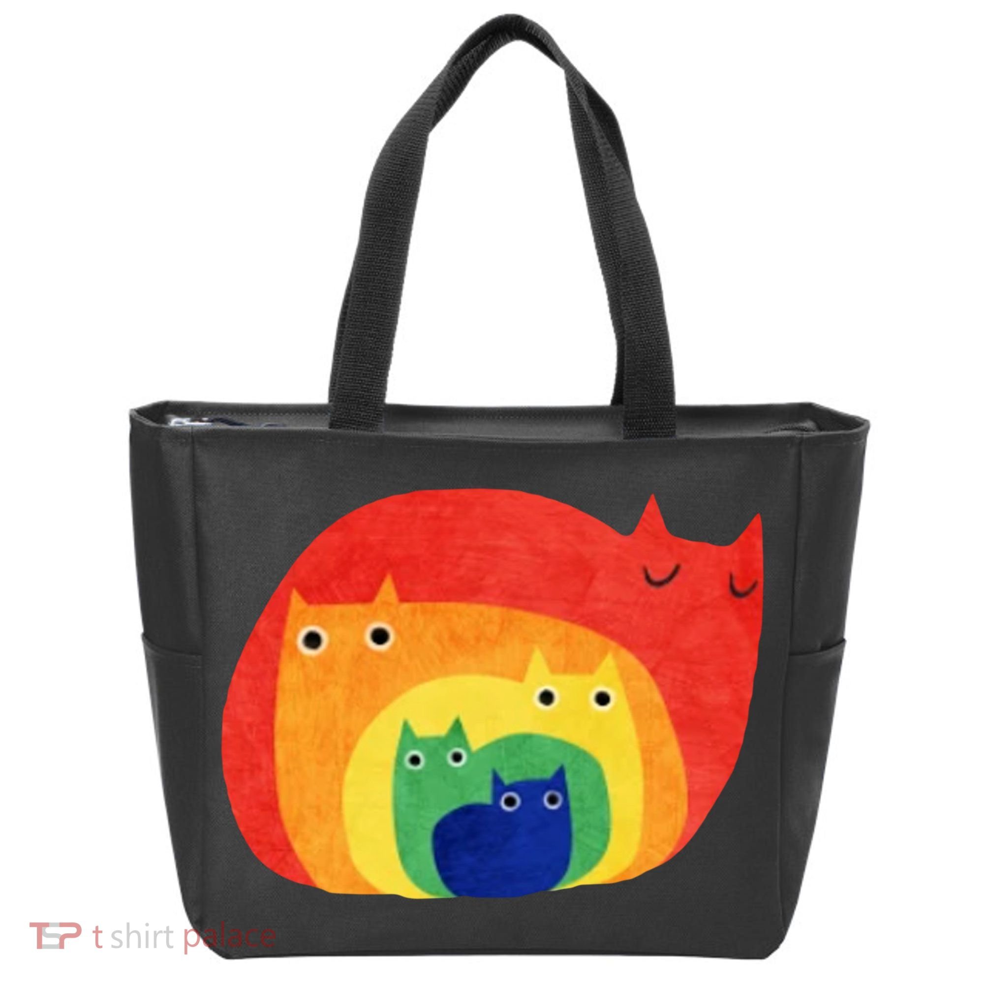 Rainbow Art Retro Cats Tote Bag