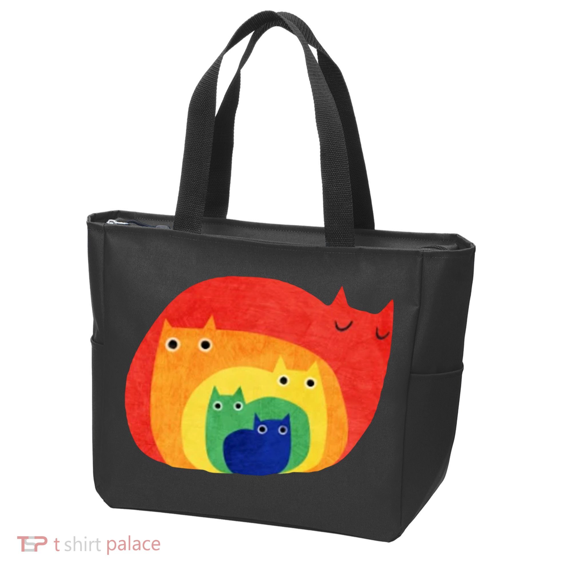 Rainbow Art Retro Cats Tote Bag