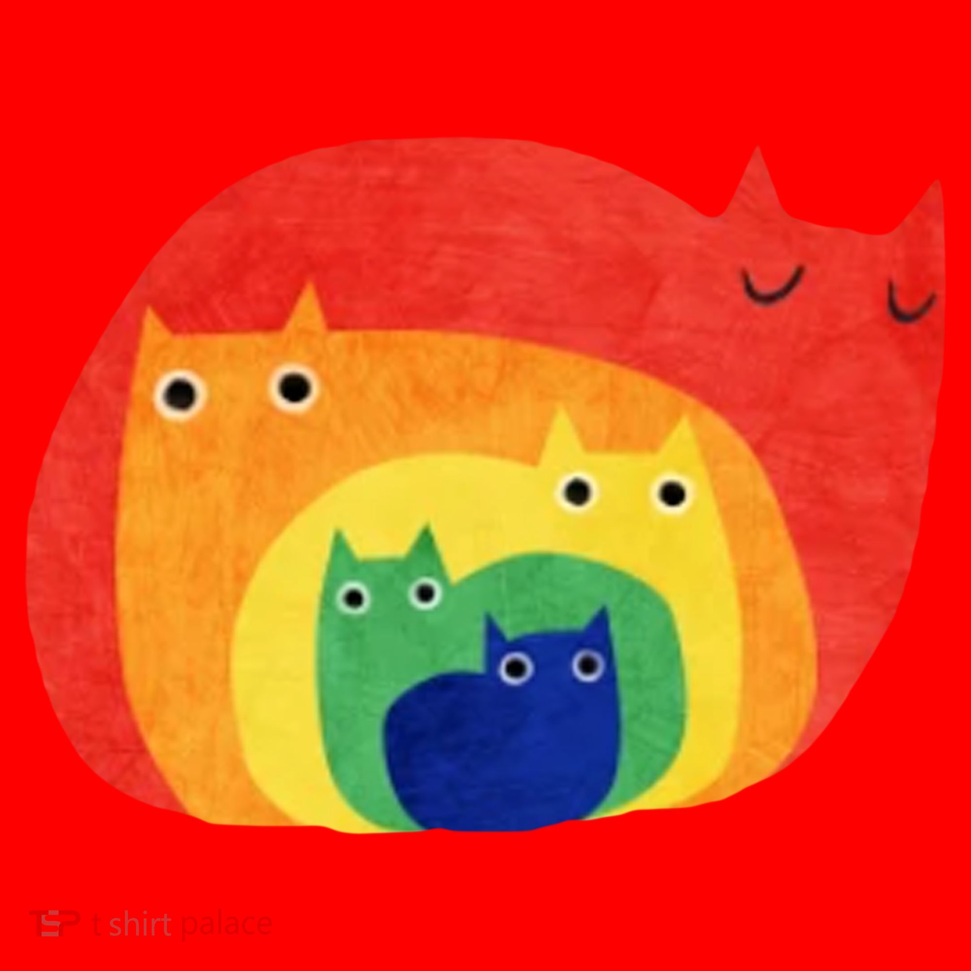 Rainbow Art Retro Cats Santa Hat