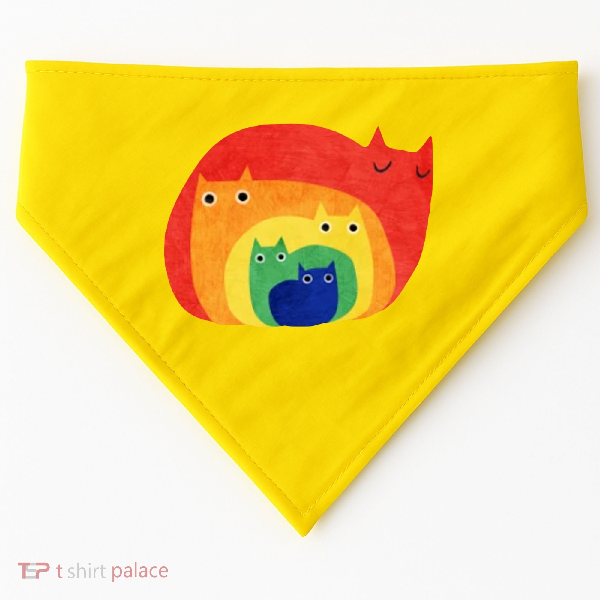Rainbow Art Retro Cats USA-Made Doggie Bandana