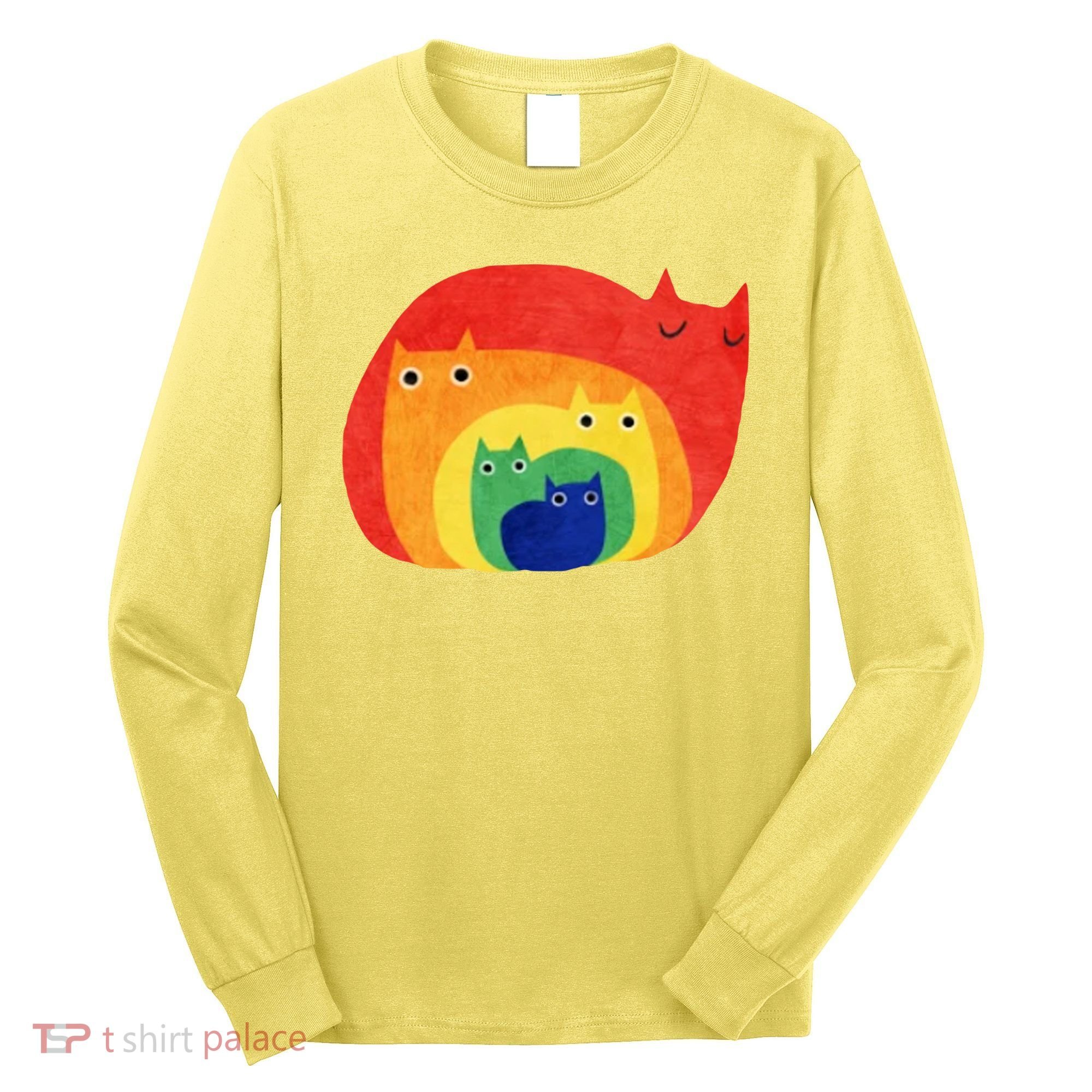 Rainbow Art Retro Cats Long Sleeve Shirt