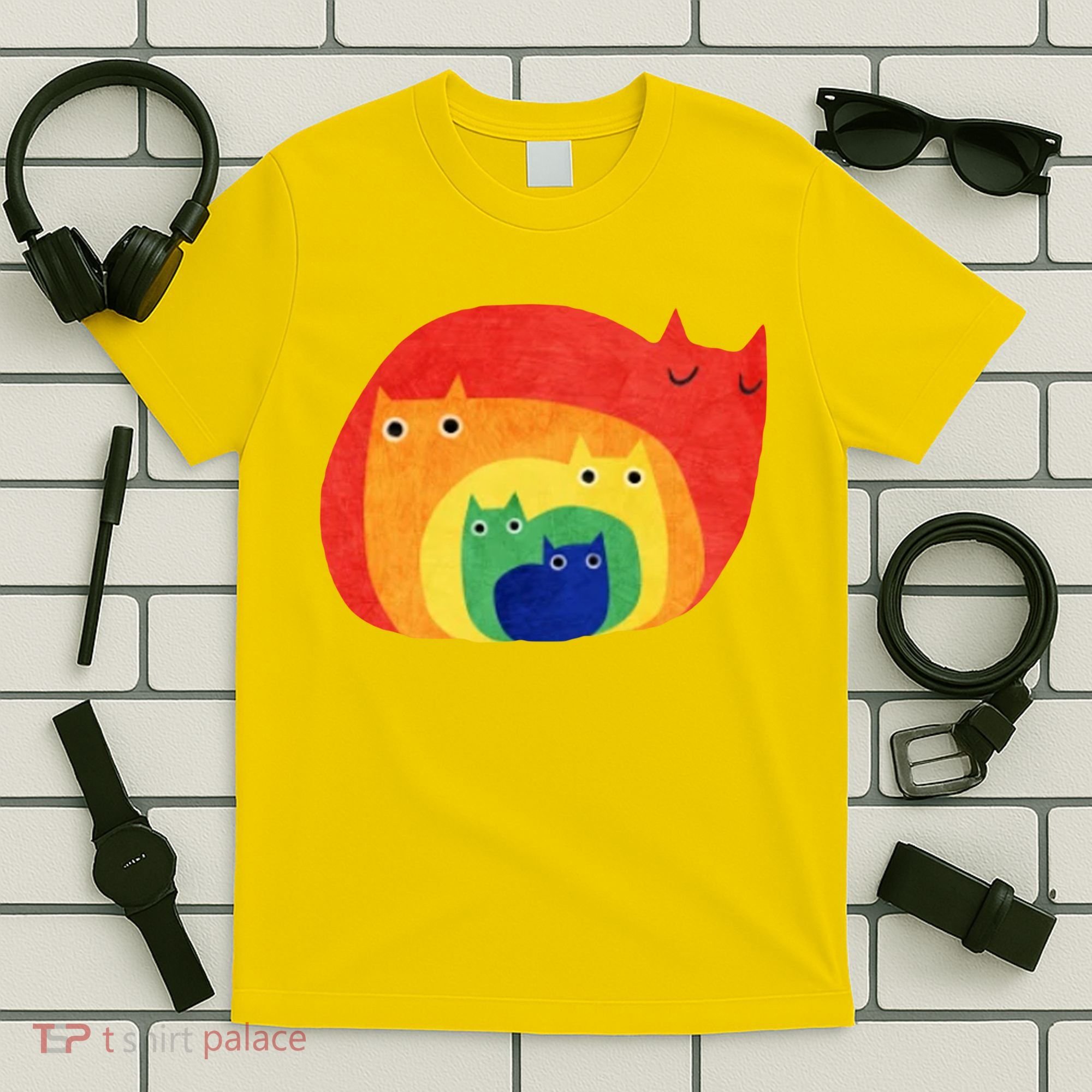 Rainbow Art Retro Cats T-Shirt