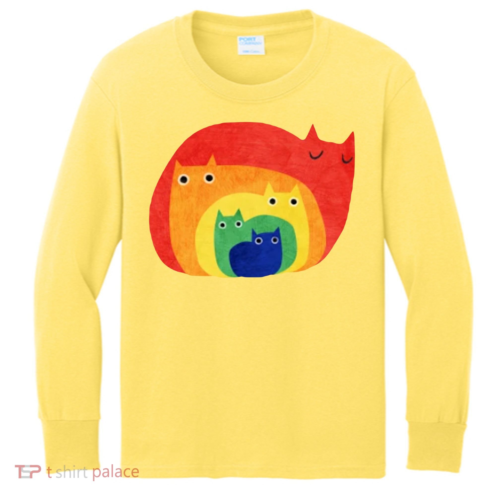 Rainbow Art Retro Cats Kids Long Sleeve Shirt