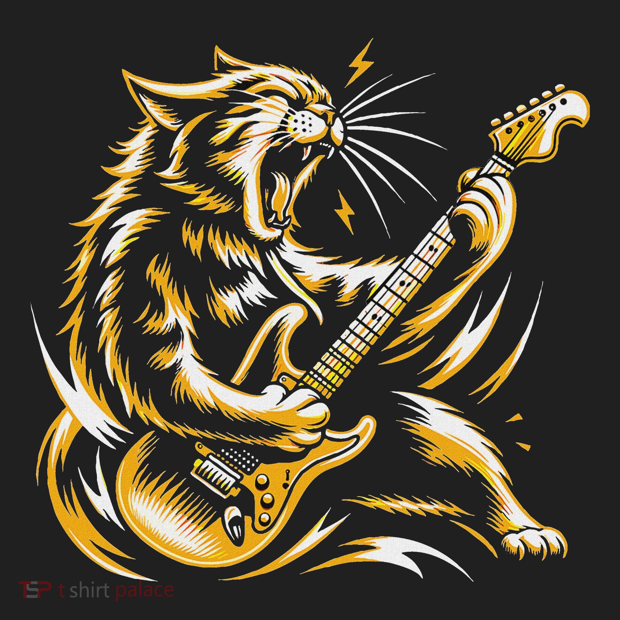 Rock And Roll Cat Electric Guitar Women's Sweatshirt