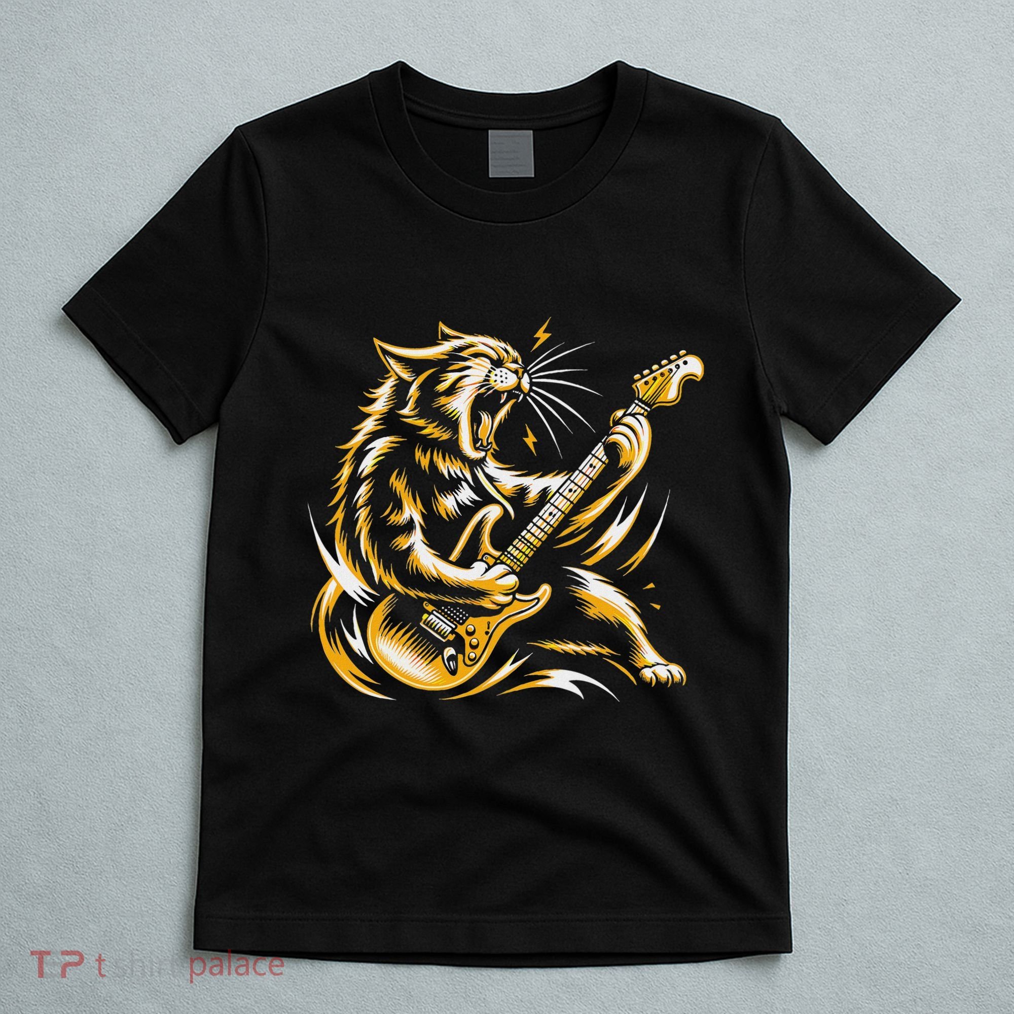 Rock And Roll Cat Electric Guitar T-Shirt