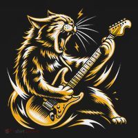 Rock And Roll Cat Electric Guitar Pajama Set thumb 2