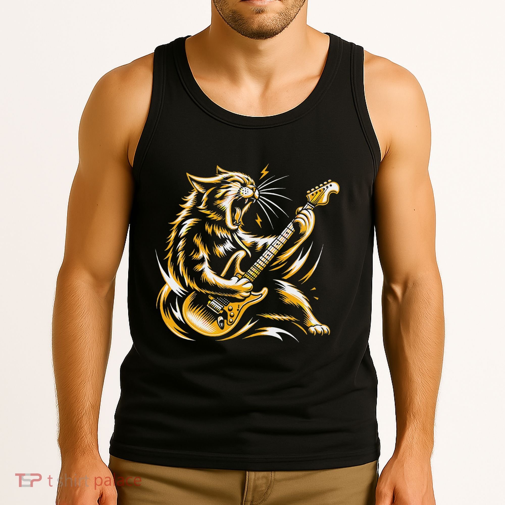 Rock And Roll Cat Electric Guitar Tank Top