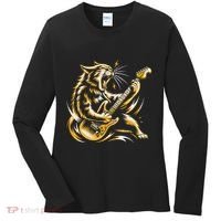 Rock And Roll Cat Electric Guitar Women's Long Sleeve Shirt thumb 0