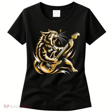 Rock And Roll Cat Electric Guitar Women's T-Shirt
