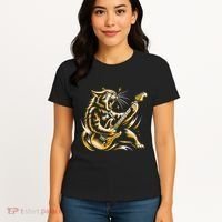 Rock And Roll Cat Electric Guitar Women's T-Shirt thumb 4