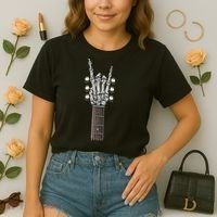 Rock And Roll Guitar Skeleton Hand Comfort Colors Boxy T-Shirt thumb 2