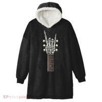 Rock And Roll Guitar Skeleton Hand Hooded Wearable Blanket thumb 0