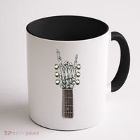 Rock And Roll Guitar Skeleton Hand Coffee Mug thumb 1