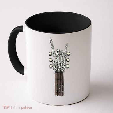 Rock And Roll Guitar Skeleton Hand Coffee Mug
