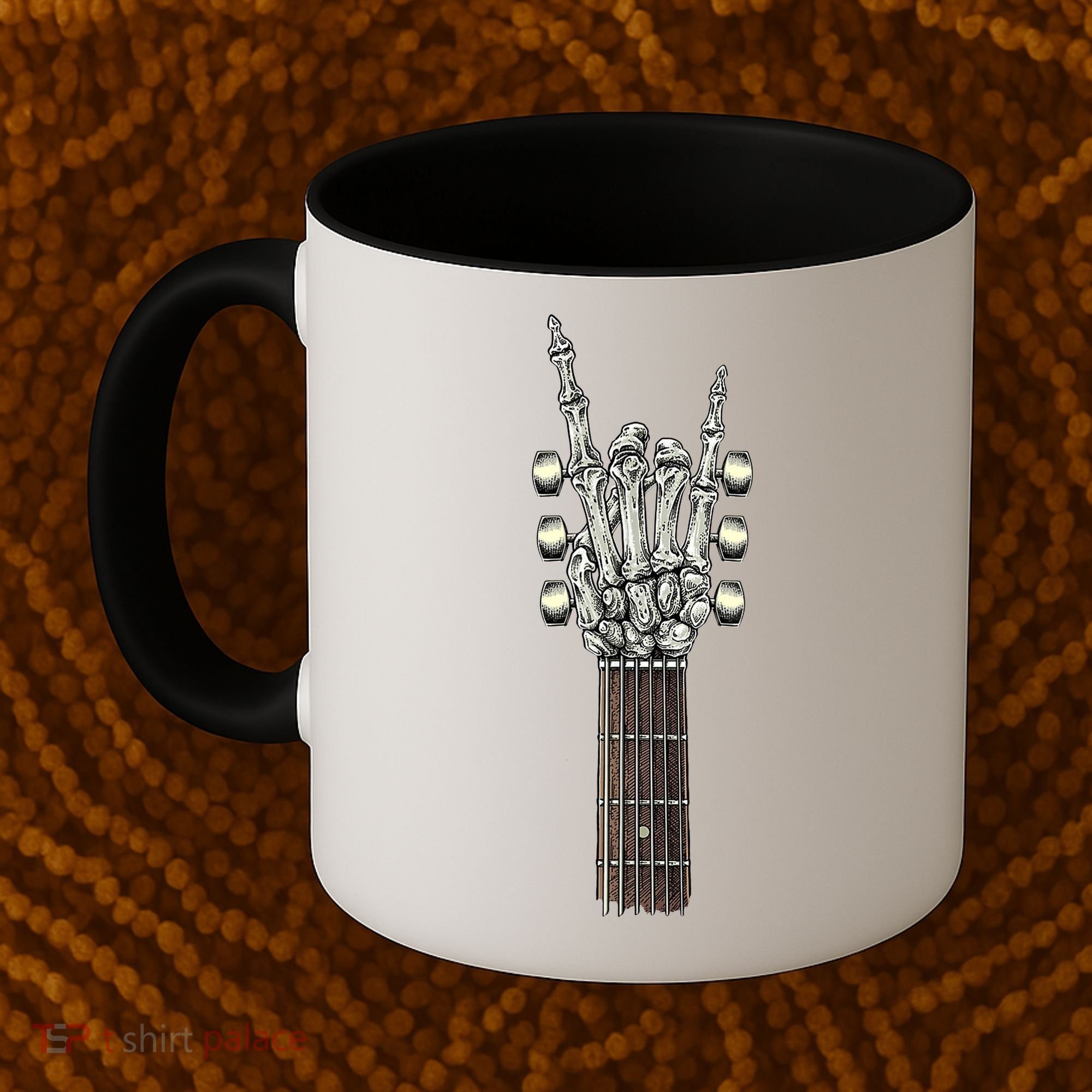 Rock And Roll Guitar Skeleton Hand Coffee Mug