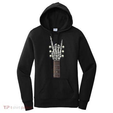 Rock And Roll Guitar Skeleton Hand Women's Hoodie