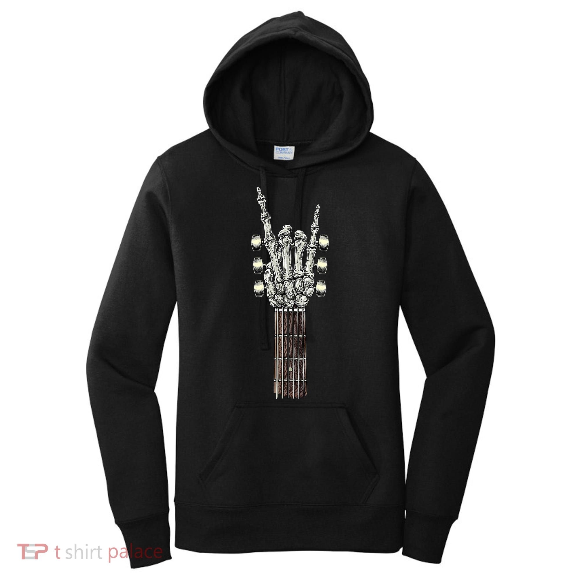 Rock And Roll Guitar Skeleton Hand Women's Hoodie