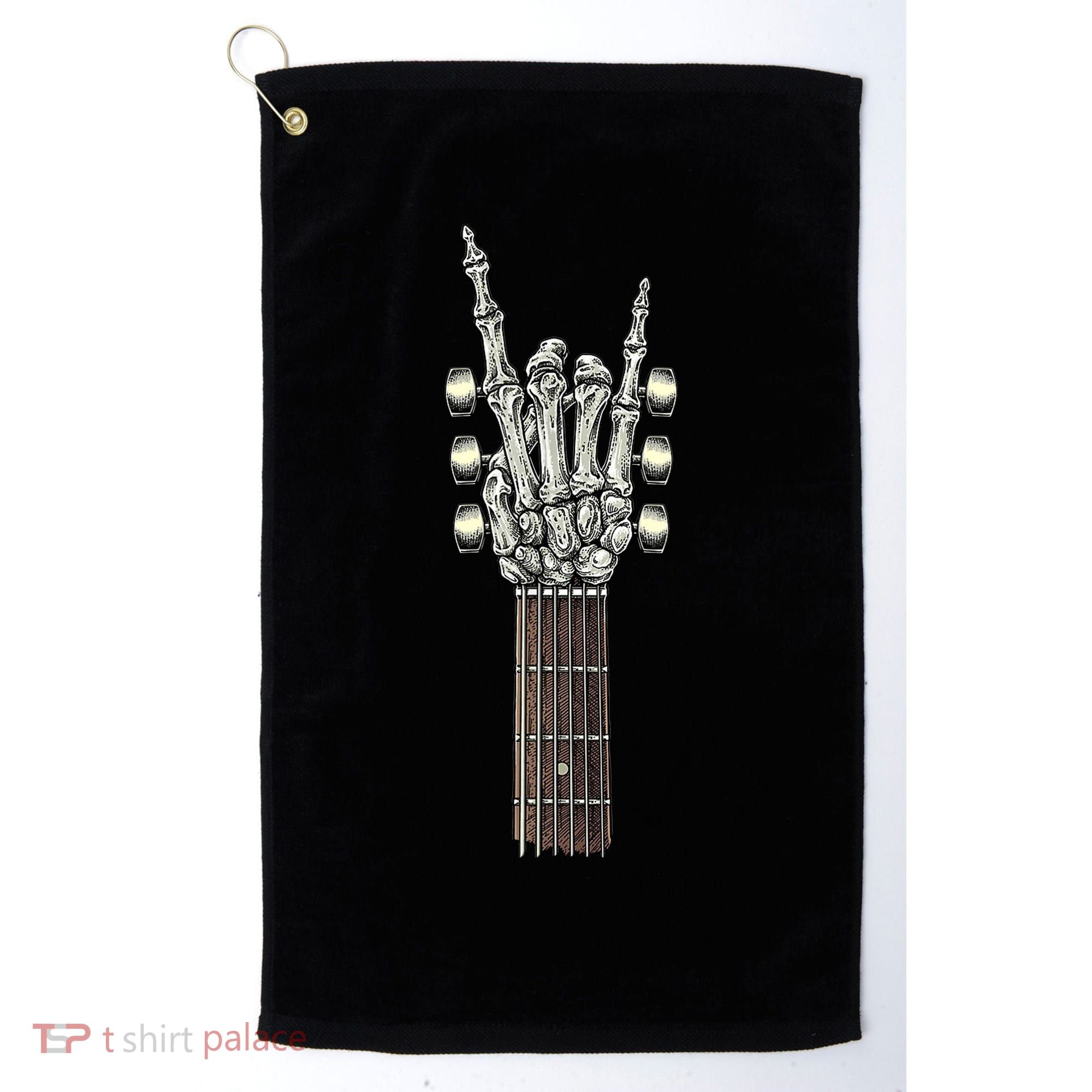 Rock And Roll Guitar Skeleton Hand Golf Towel