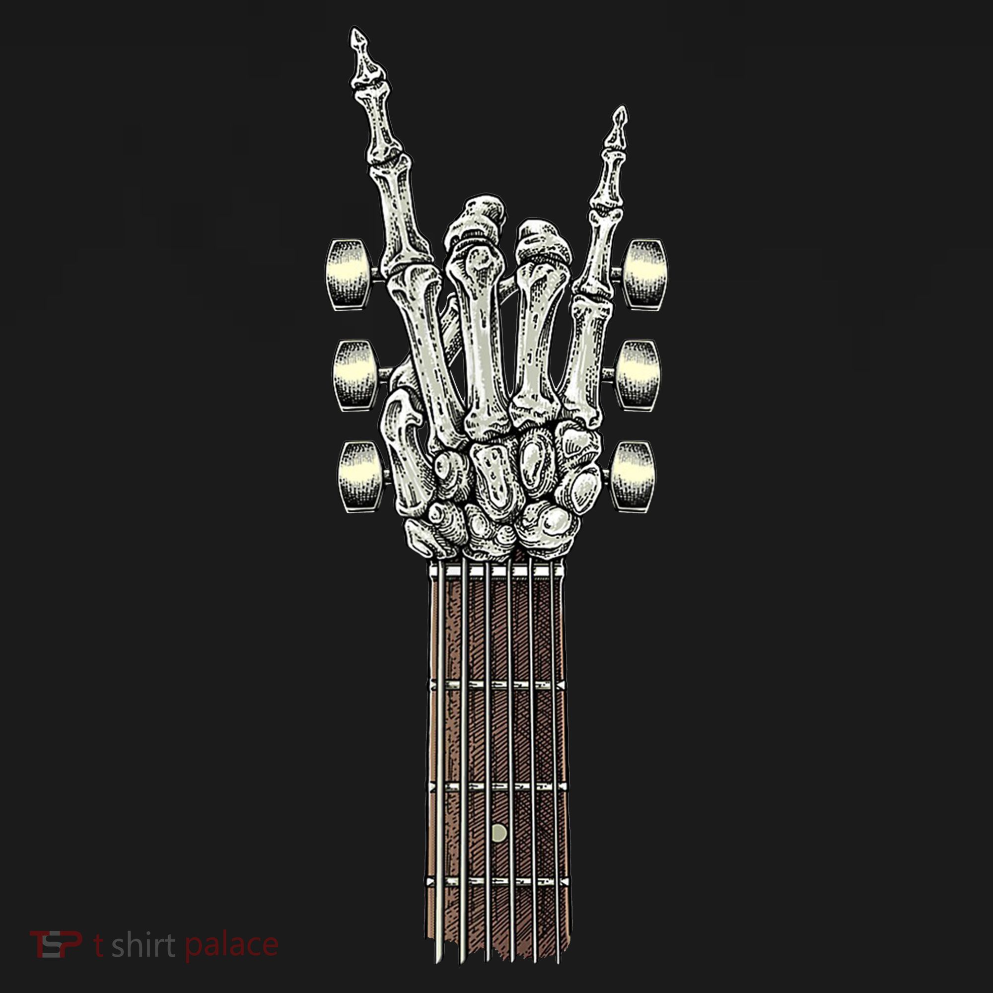 Rock And Roll Guitar Skeleton Hand Wool Snapback Cap
