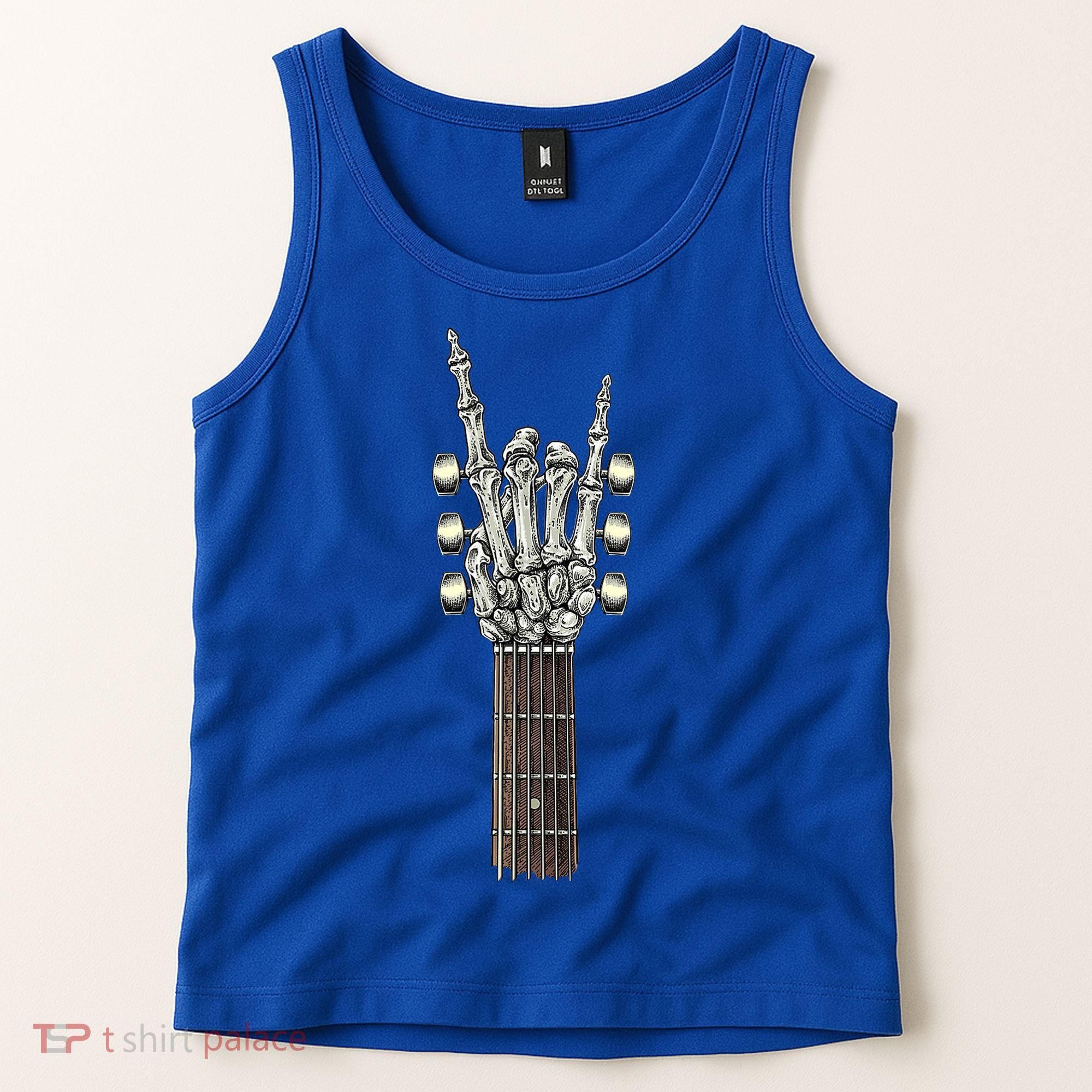 Rock And Roll Guitar Skeleton Hand Tank Top