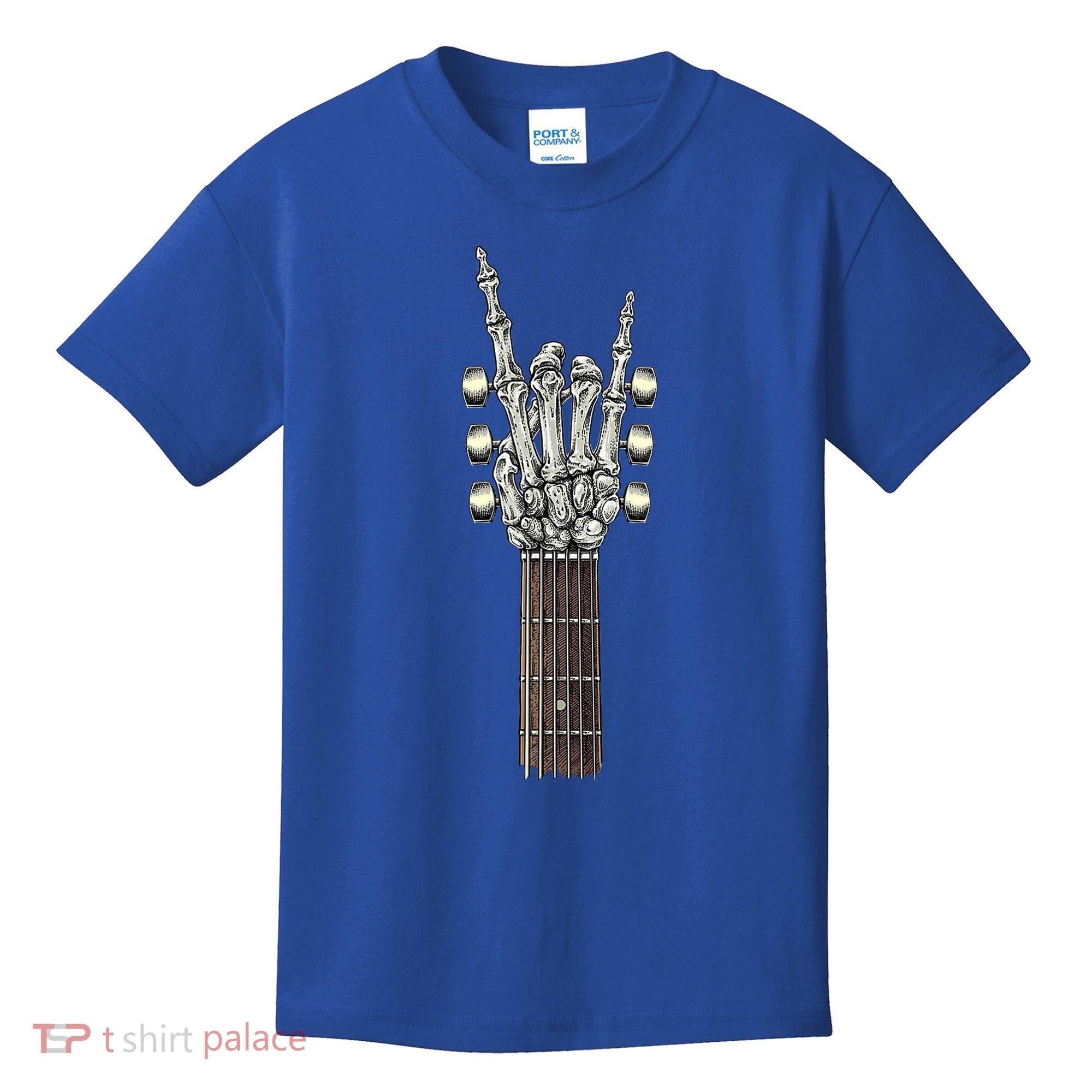 Rock And Roll Guitar Skeleton Hand Kids T-Shirt