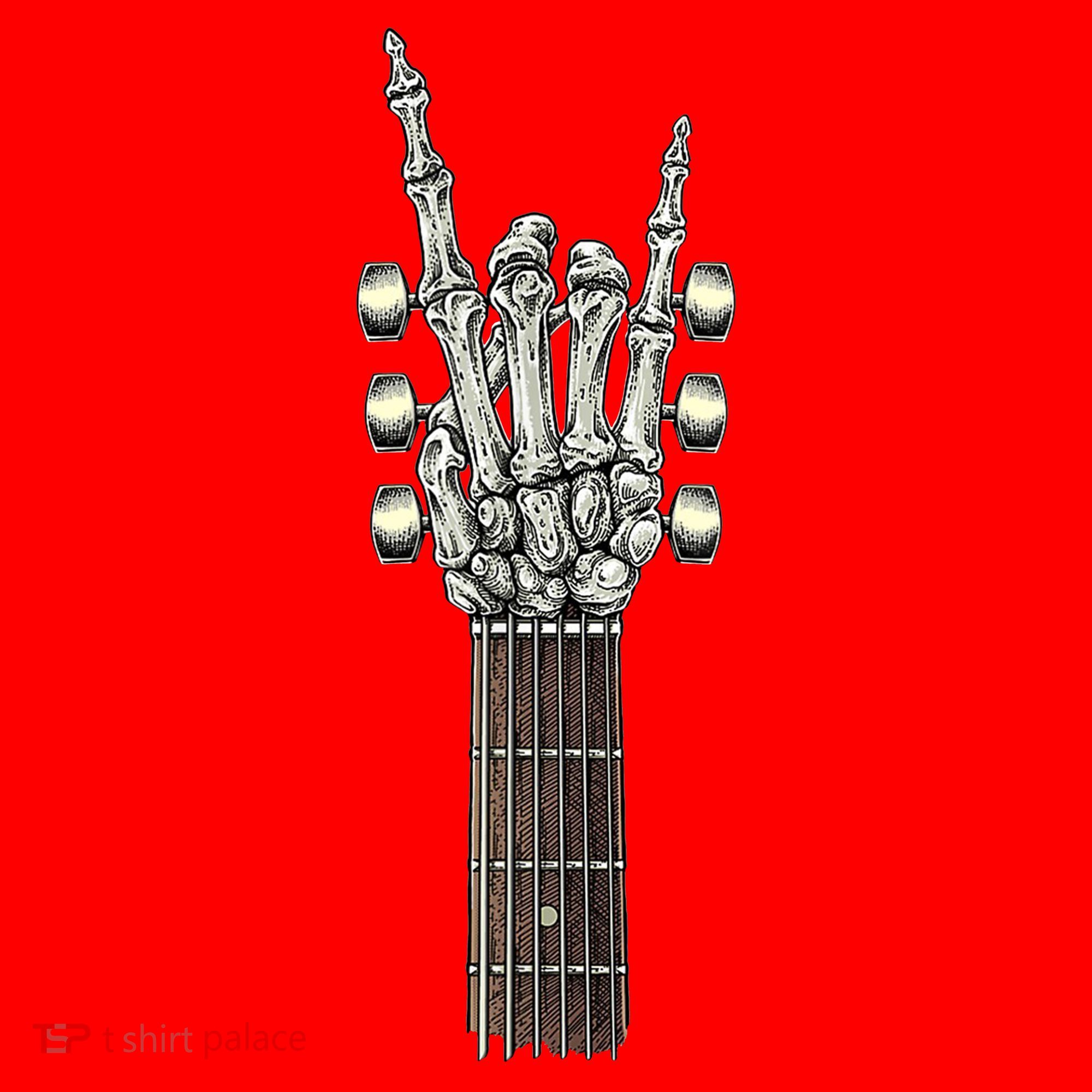 Rock And Roll Guitar Skeleton Hand Santa Hat