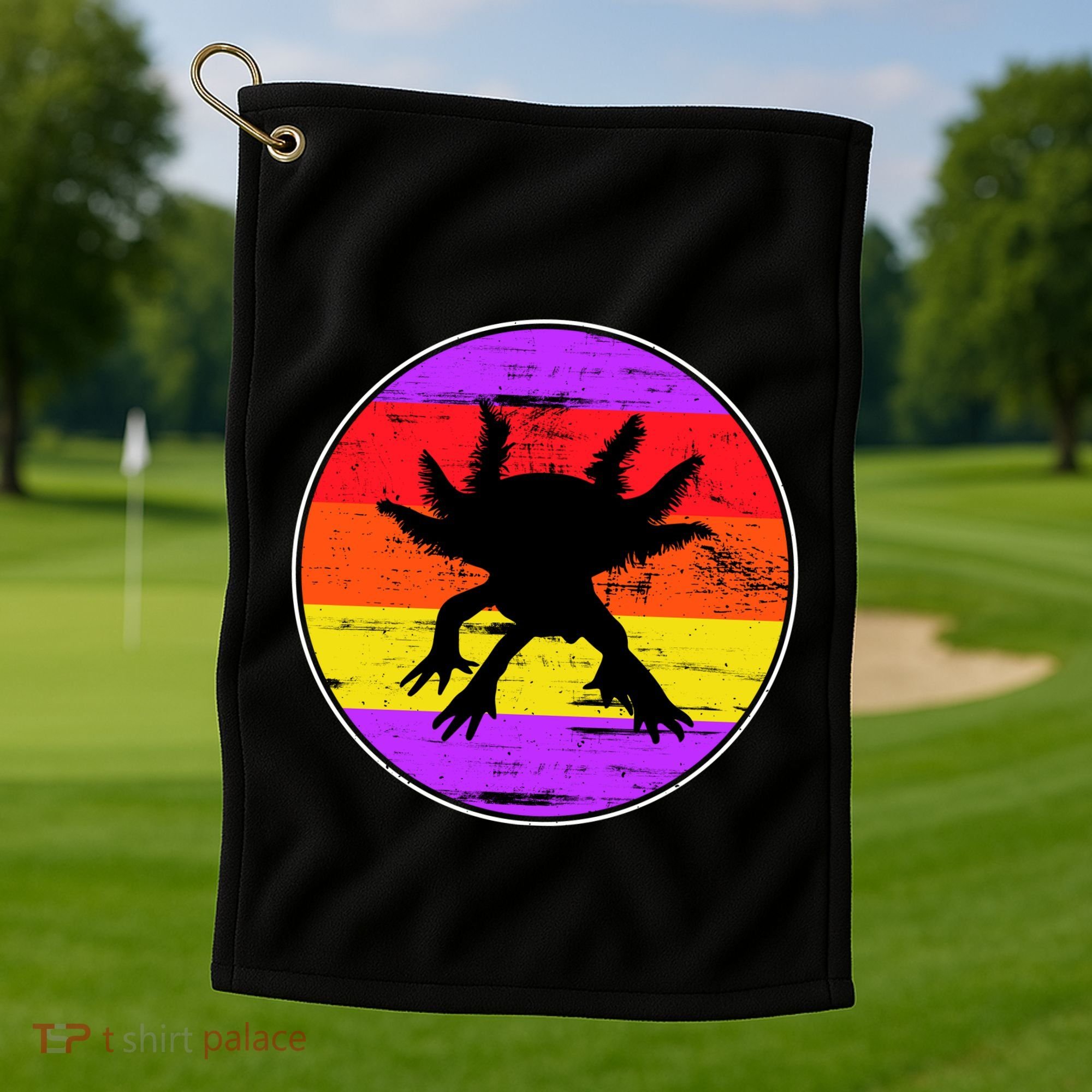 Retro Axolotl Golf Towel