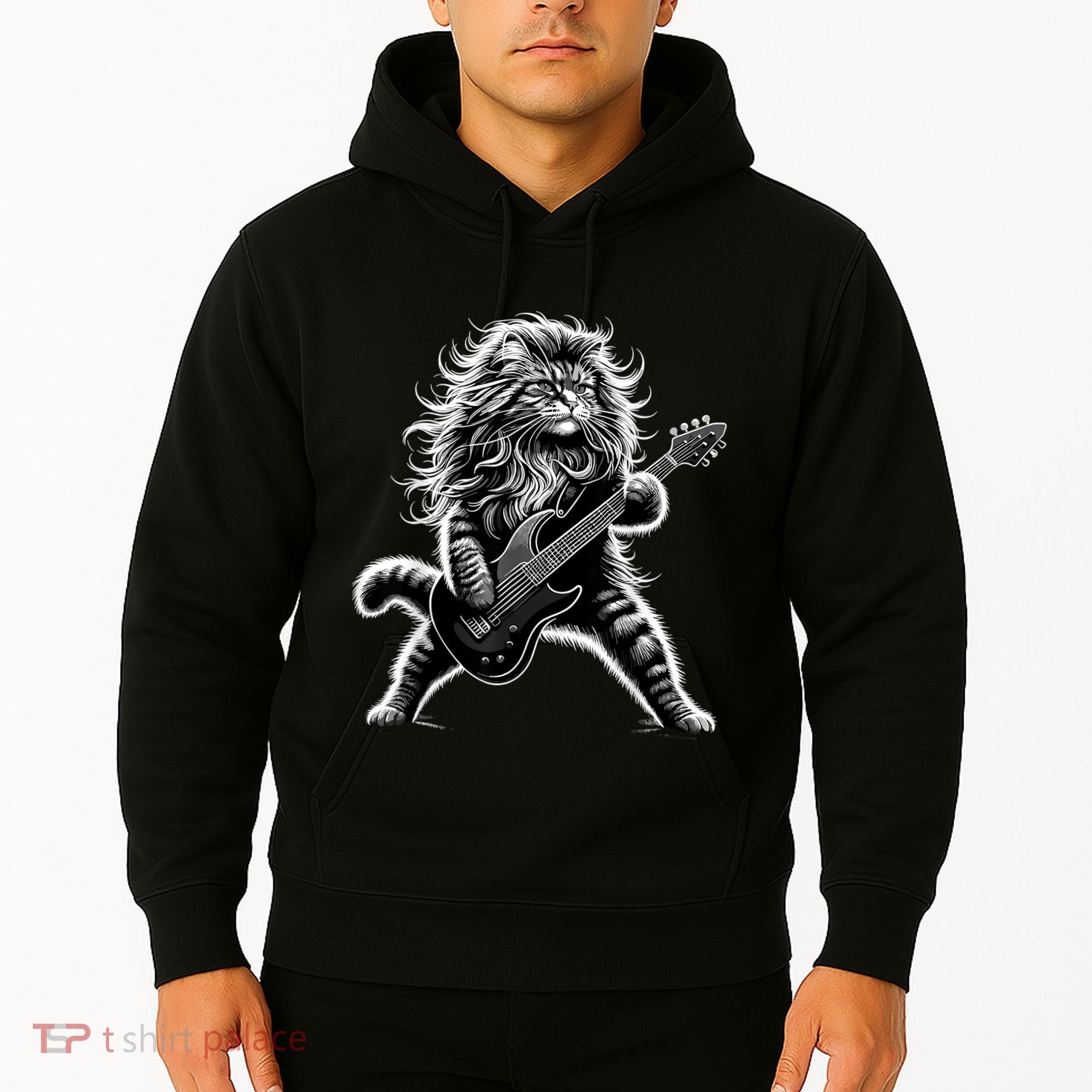 Rock And Roll Cat Playing Guitar Hoodie