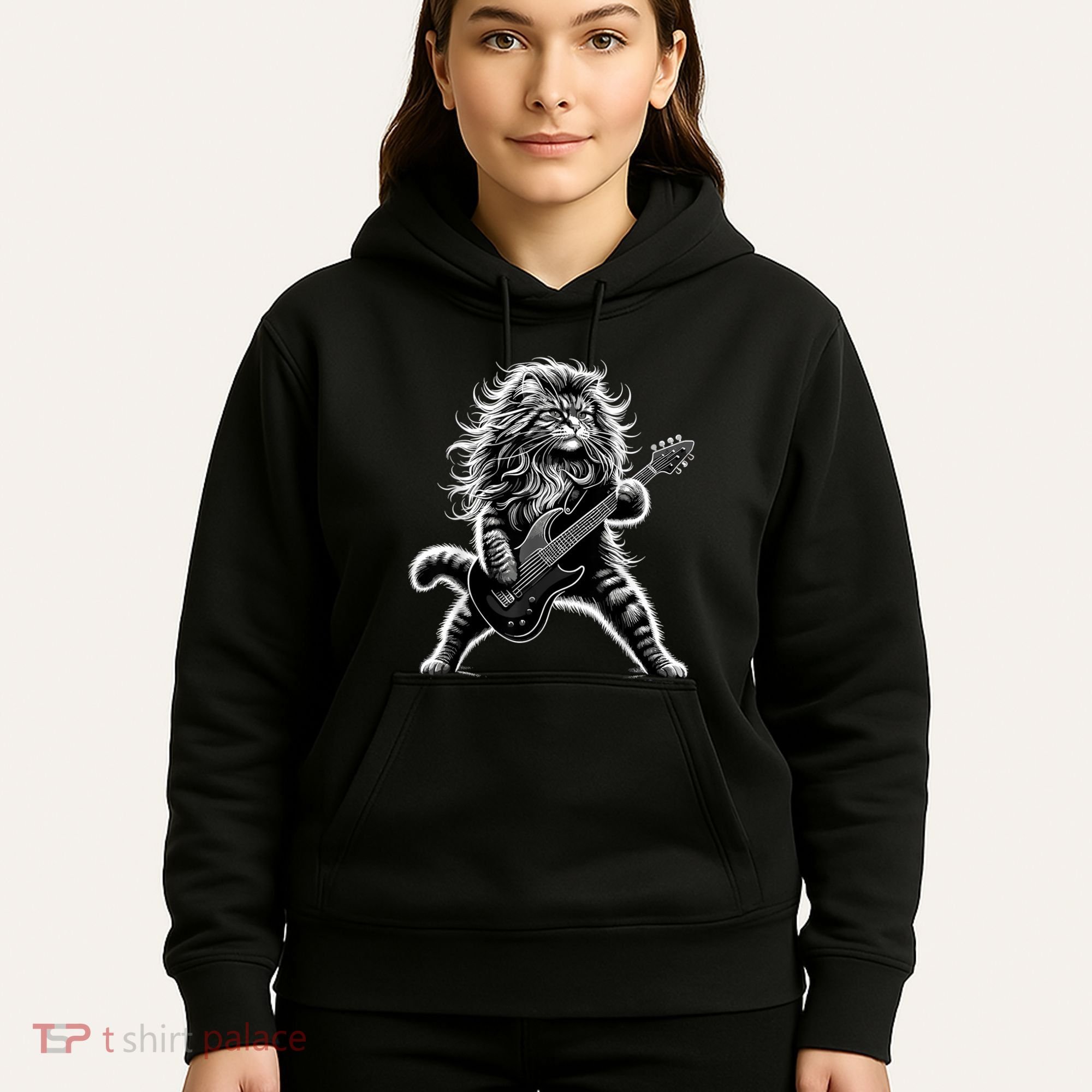 Rock And Roll Cat Playing Guitar Hoodie
