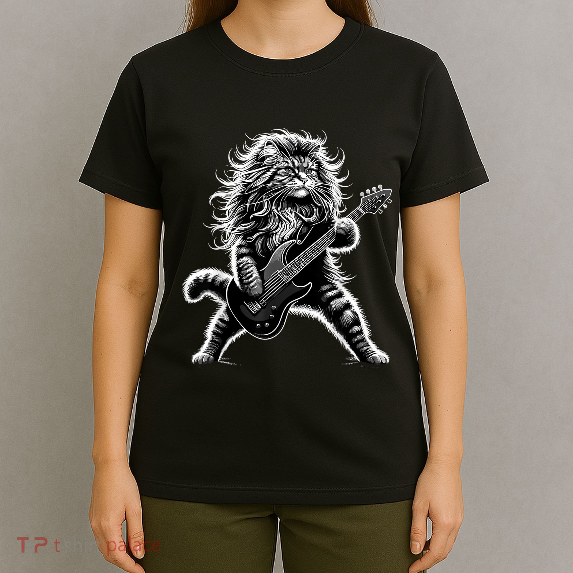 Rock And Roll Cat Playing Guitar T-Shirt