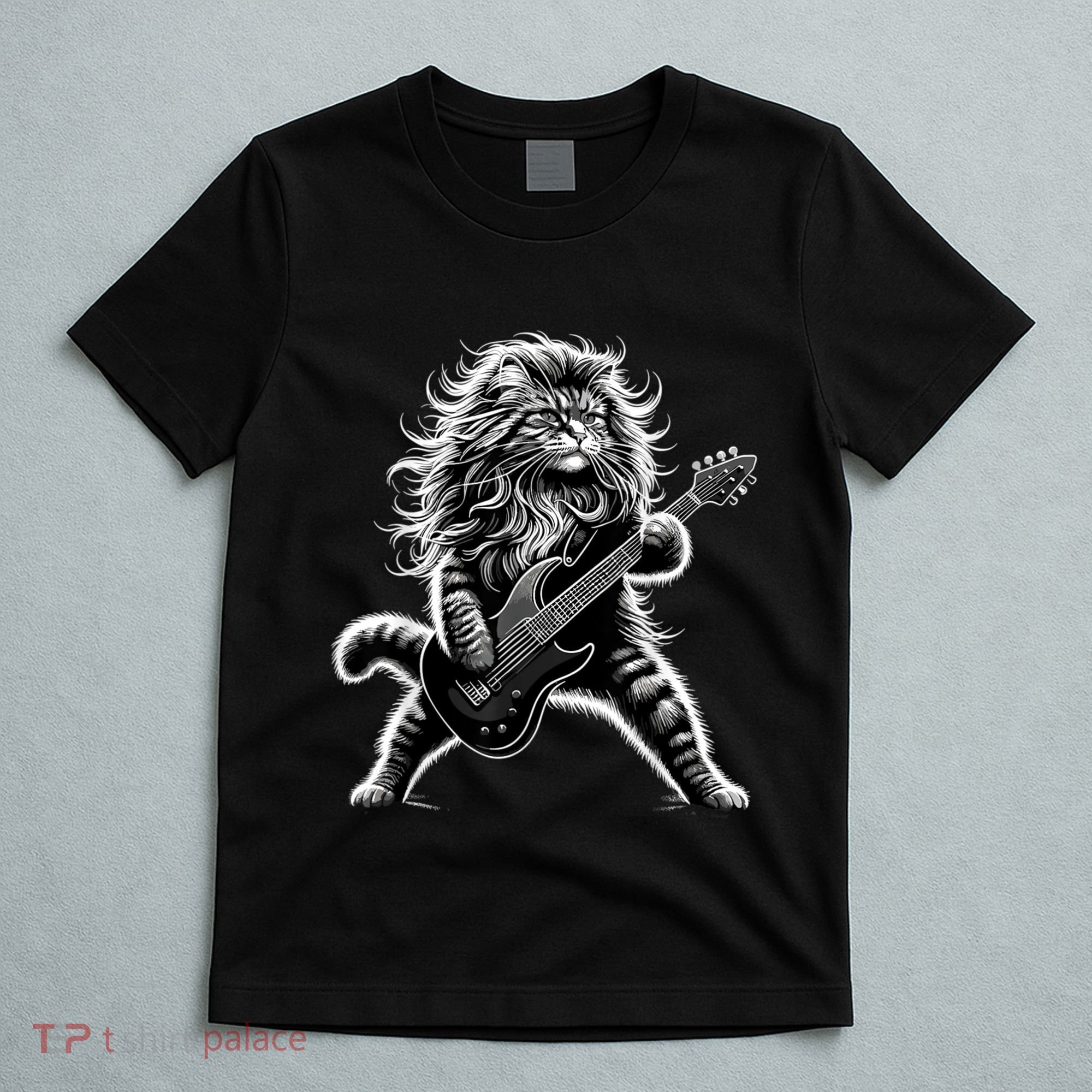 Rock And Roll Cat Playing Guitar T-Shirt