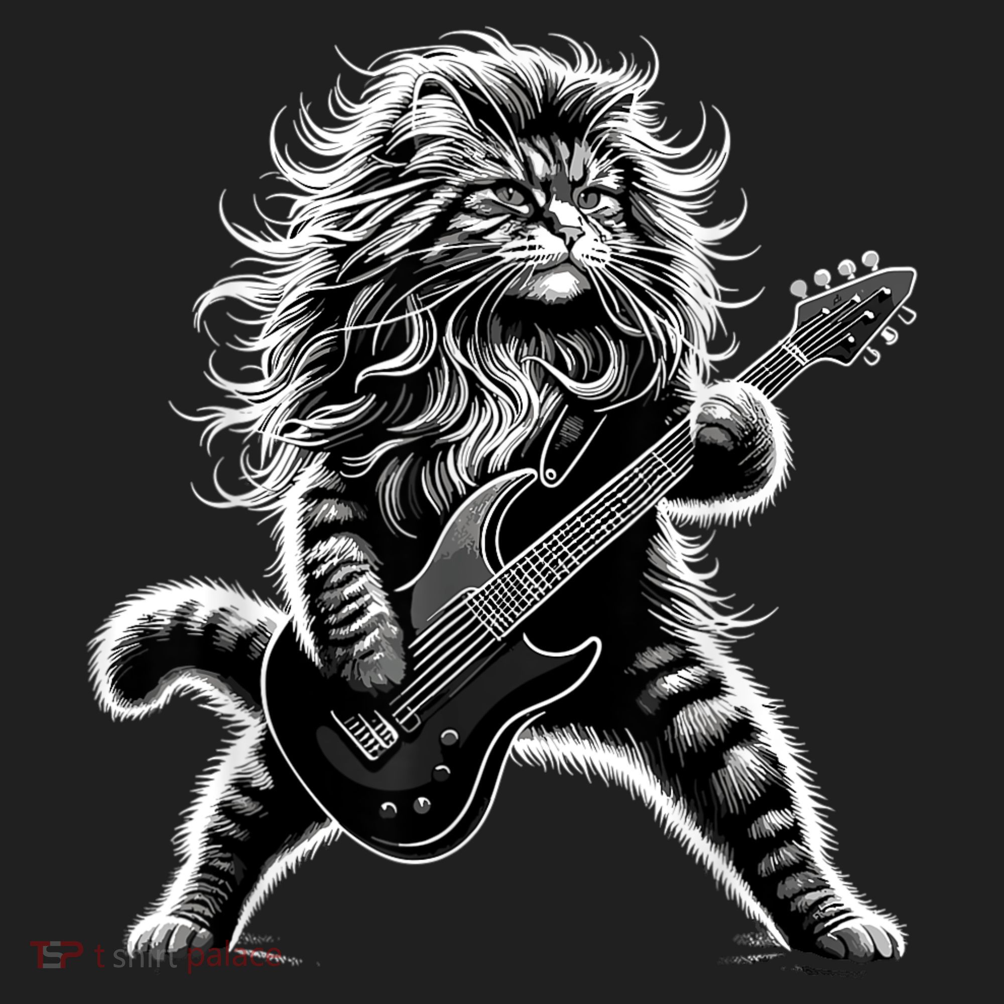 Rock And Roll Cat Playing Guitar Beanie