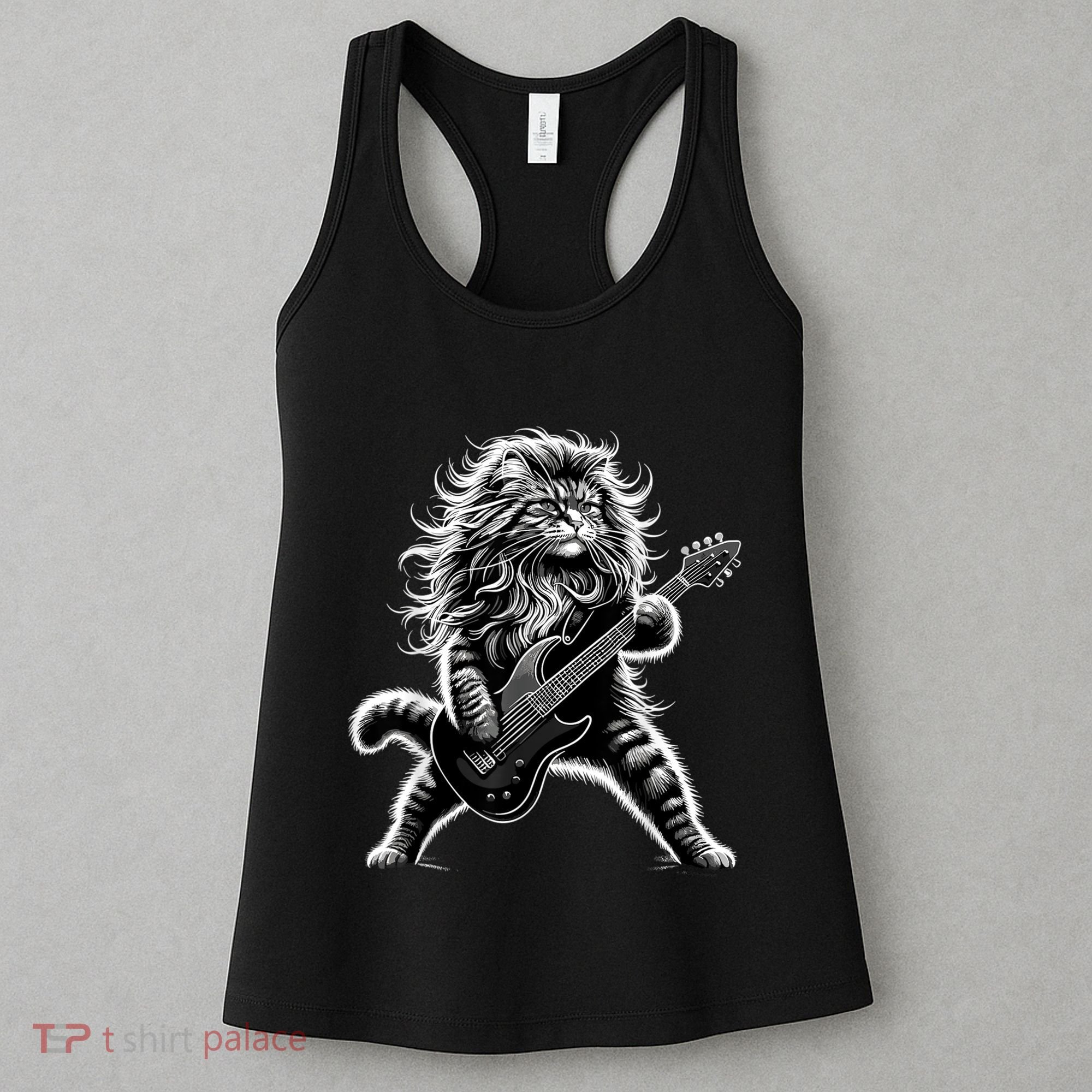 Rock And Roll Cat Playing Guitar Women's Tank Top